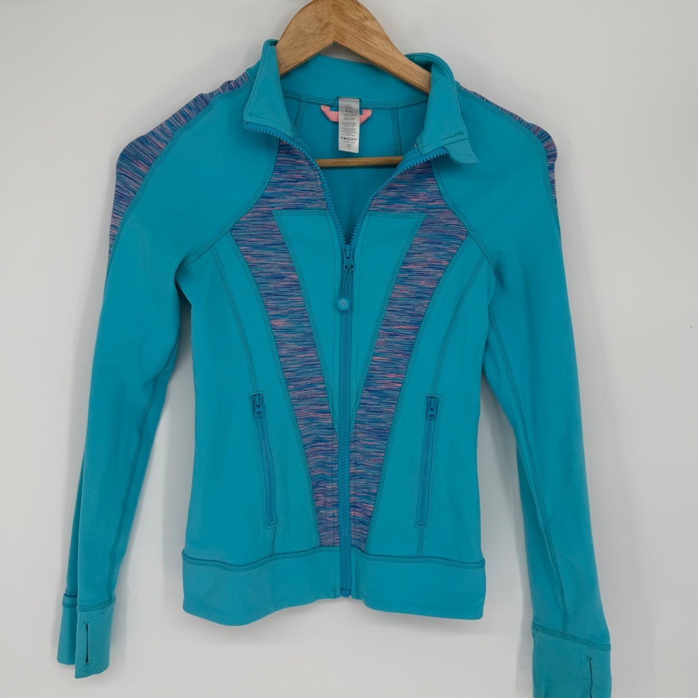 Ivivva Lululemon Kids Girls Blue Space Dye Full Zip Athletic Jacket Size 12